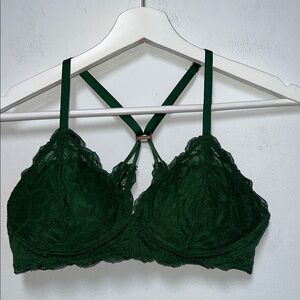 Aerie Deep Green wireless Lace Bra 34C